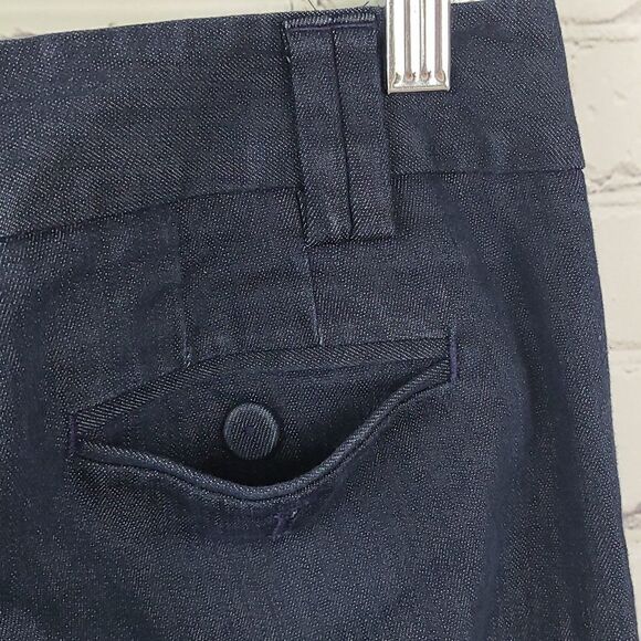 Ann Taylor LOFT Ann Crop Pants Cuffed Cropped Dark Blue Denim Trouser 👖 Capri - Picture 5 of 9